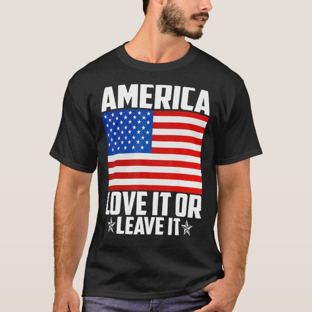 Amerika Liebe es oder Verlasse es T-Shirt (Vorderseite)