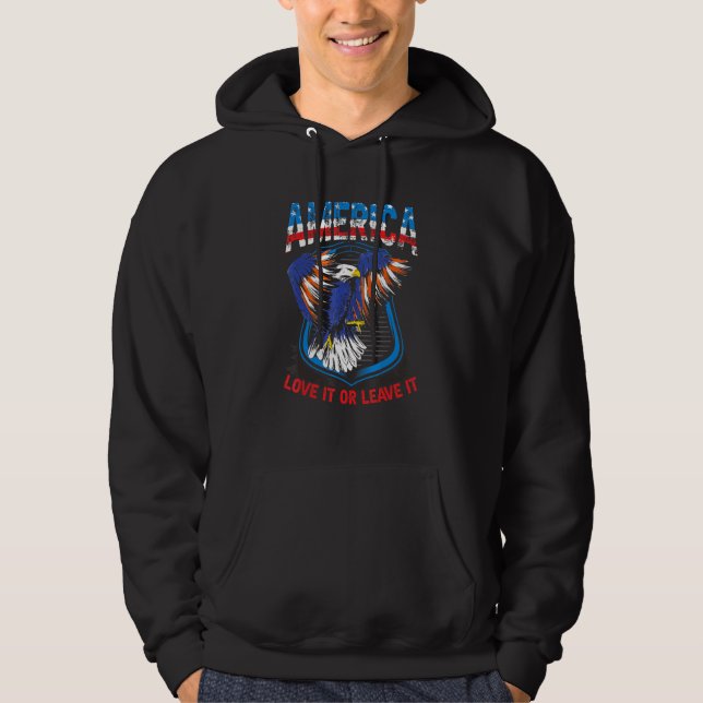 Amerika Liebe es oder Verlasse es uns eifrig stolz Hoodie (Vorderseite)