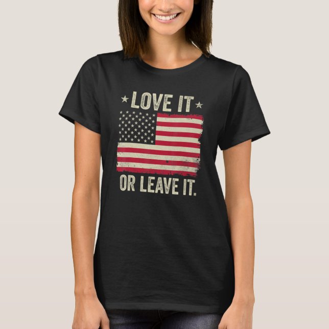 Amerika Liebe es oder Verlasse es unter amerikanis T-Shirt (Vorderseite)