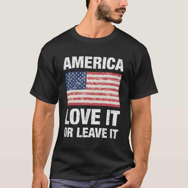 Amerika Liebe es oder Verlasse mich mit unserer Fl T-Shirt (Vorderseite)