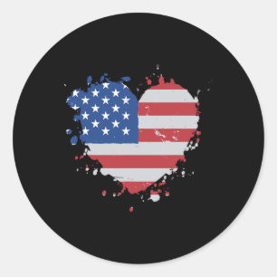 Amerika Liebe Flag USA Herz 4. Juli Amerika P Runder Aufkleber