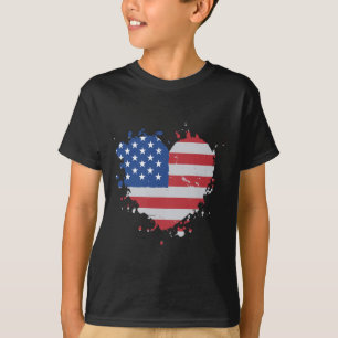 Amerika Liebe Flagge USA Herz 4. Juli Amerikanisch T-Shirt