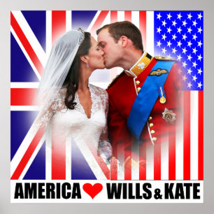 Amerika-Liebe-Prinz William u. Kate Plakat