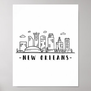 Amerika Louisiana New Orleans Skyline Silhouette Poster