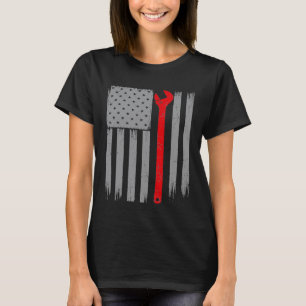 Amerika Mechaniker USA-Flagge Patriotisch 4. Juli T-Shirt
