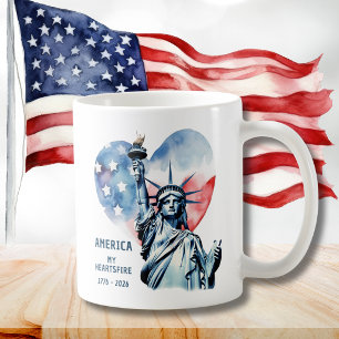 Amerika Mein Herzensfeuer 1776-2026 Patriotisch Kaffeetasse