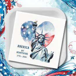Amerika Mein Herzensfeuer 1776-2026 Patriotisch Serviette