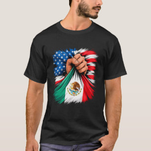 Amerika Mexiko Flagge Vintage Mexikanische Wurzeln T-Shirt