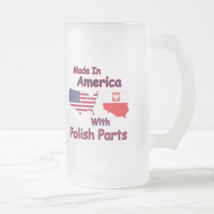 Amerika mit polnischen Teilen Mattglas Bierglas