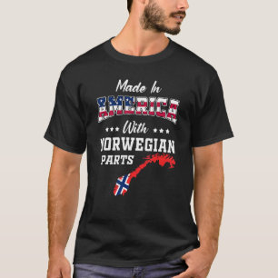 Amerika Norwegische Teile Norwegen Karte USA Flagg T-Shirt