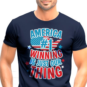 Amerika Nummer eins gewinnt patriotischer T - Shir T-Shirt