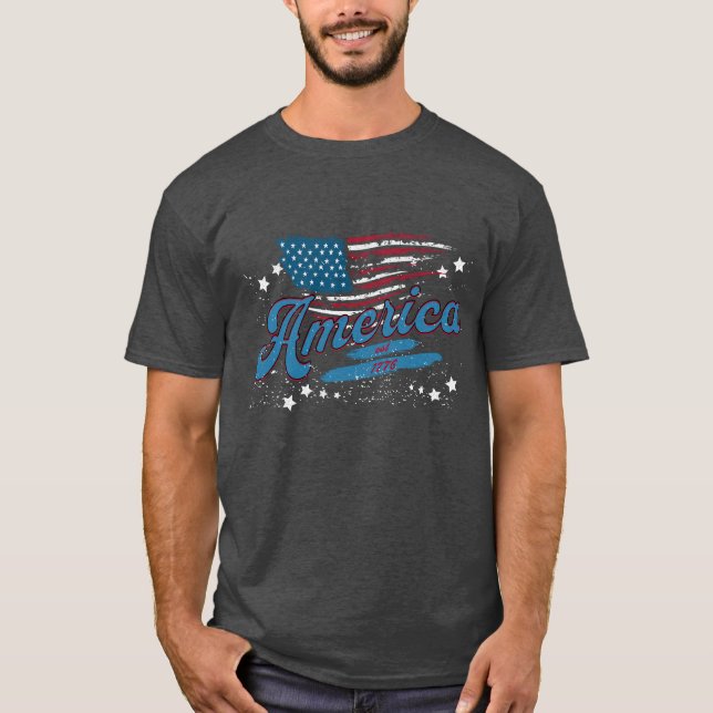 Amerika Osten. 1776 - Falsche Flagge und Sterne T-Shirt (Vorderseite)