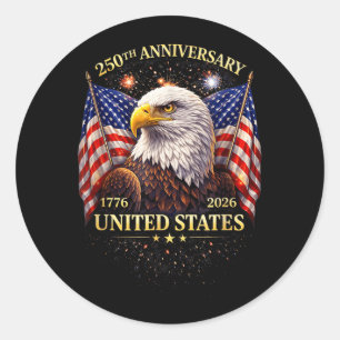 Amerika Patriotisch 250 Jahre Jubiläum USA Adler Runder Aufkleber