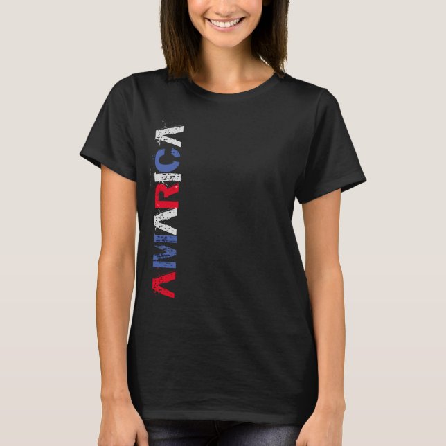 Amerika patriotische Grafik USA Flaggen Farben T-Shirt (Vorderseite)