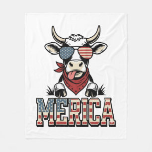 Amerika Patriotische Kuh Vintage Gravur Grafik_1 Fleecedecke