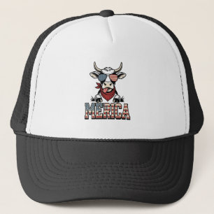 Amerika Patriotische Kuh Vintage Gravur Grafik_1 Truckerkappe