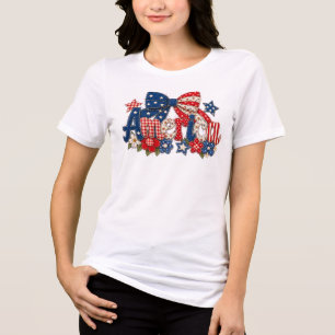 Amerika Patriotischer Bogen und Florale Sterne Fei Tri-Blend Shirt