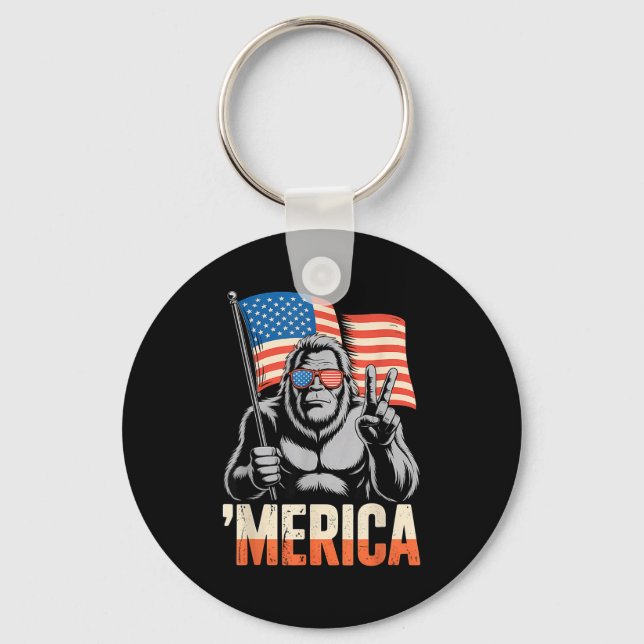 Amerika patriotischer Gorilla kehrt zum Affen-Meme Schlüsselanhänger (Vorderseite)