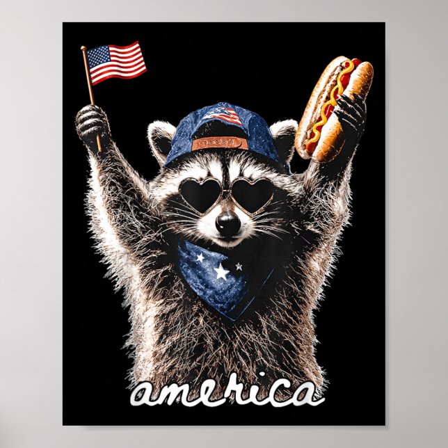 Amerika patriotischer Waschbär Poster (Vorne)