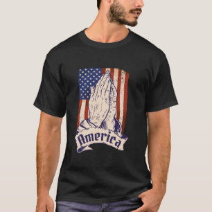 Amerika Praying Hands auf amerikanischer Flagge 4. T-Shirt