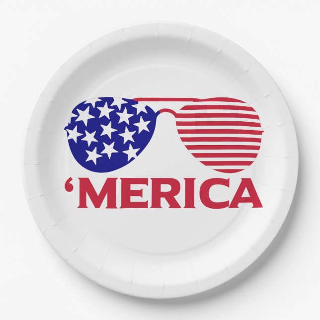 Amerika Red White Blue Sonnenbrille Pappteller (Vorderseite)