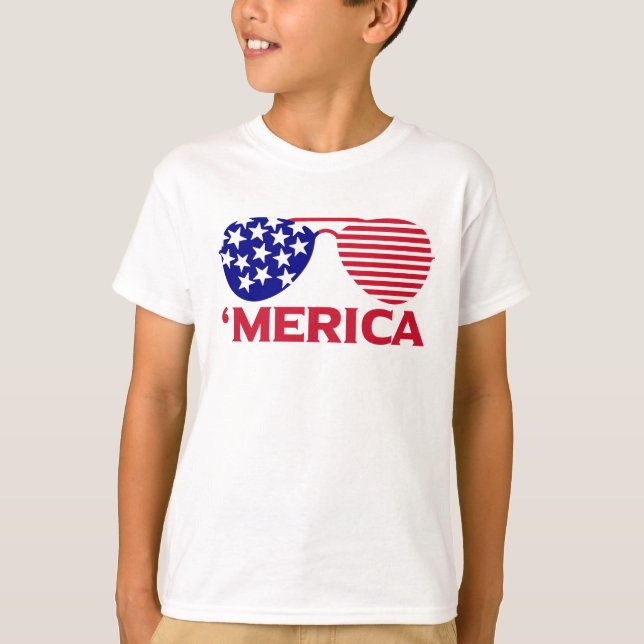 Amerika Red White Blue Sonnenbrille T-Shirt (Vorderseite)