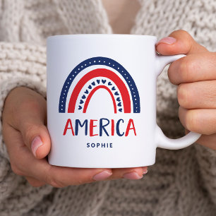 Amerika   Rot-Weiß und Blauer Regenbogen Kaffeetasse