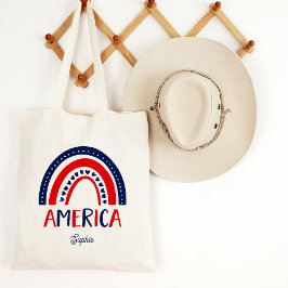 Amerika | Rot-Weiß und Blauer Regenbogen Tragetasche