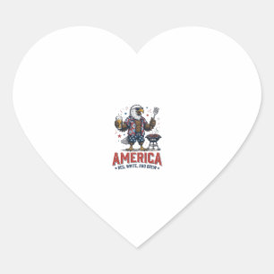 Amerika Rot Weiß Und Brau Adler BBQ-Shirt (7)_1 Herz-Aufkleber