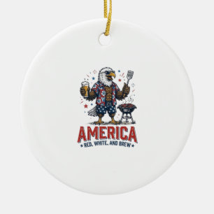 Amerika Rot Weiß Und Brau Adler BBQ Shirt (7)_1 Keramik Ornament