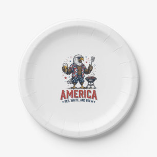 Amerika Rot Weiß Und Brau Adler BBQ Shirt (7)_1 Pappteller