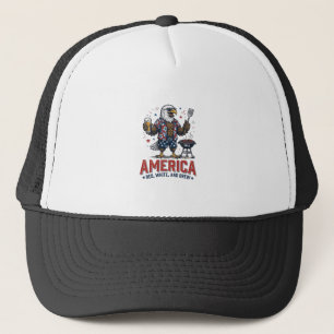 Amerika Rot Weiß Und Brau Adler BBQ Shirt (7)_1 Truckerkappe