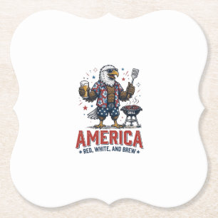 Amerika Rot Weiß Und Brau Adler BBQ Shirt (7)_1 Untersetzer
