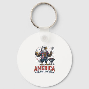 Amerika Rot Weiß Und Brauen Adler BBQ-Shirt (7)_1 Schlüsselanhänger