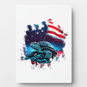 Amerika-Schildkröte unter Mond mit amerikanischer Fotoplatte