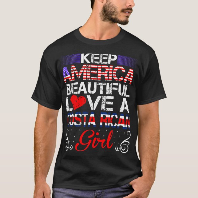Amerika Schöne Liebe Costa Rica Girl Geschenk T-Shirt (Vorderseite)