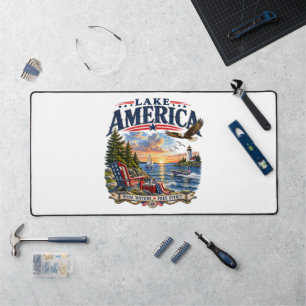 Amerika-Seeleopard Patriotischer Adler Schreibtischunterlage