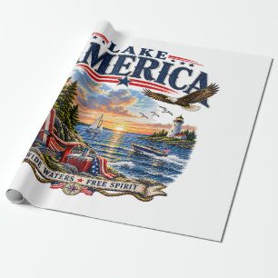 Amerika-Seeleopard Sonnenuntergang Patriotischer A Geschenkpapier