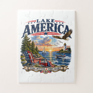 Amerika-Seeleopard Sonnenuntergang Patriotischer A Puzzle