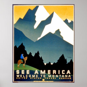 Amerika sehen, willkommen in den Montana-Bergen, V Poster