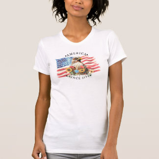 Amerika seit 1776 Aquarell-Flagge/Adler/Blumen 2 T-Shirt