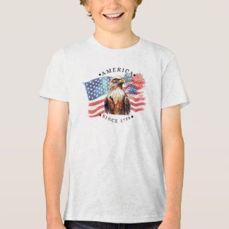 Amerika seit 1776 Wasserfarben-Flagge/Adler/Feuerw Tri-Blend Shirt