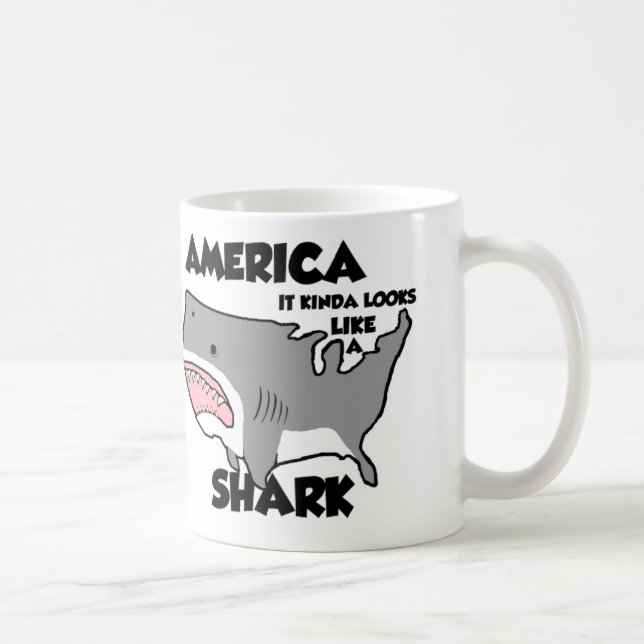 Amerika sieht ein bisschen wie eine Haifisch-Tasse Kaffeetasse (Rechts)