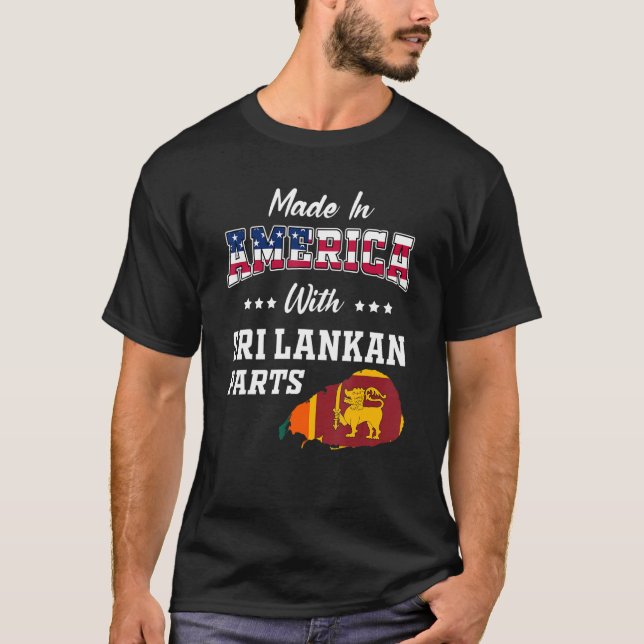 Amerika Sri Lanka Teile Sri Lanka Karte USA Flagge T-Shirt (Vorderseite)