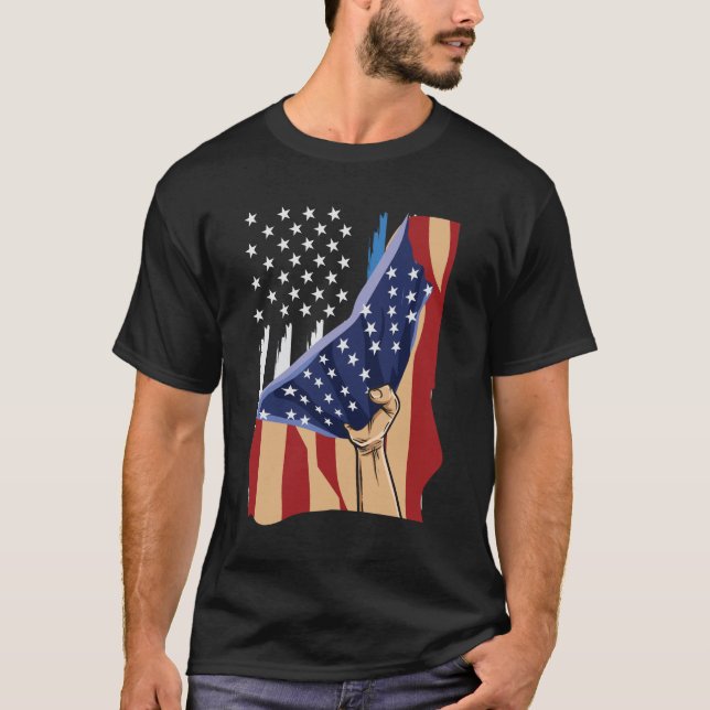 Amerika steht hinter der blauen Linie T-Shirt (Vorderseite)
