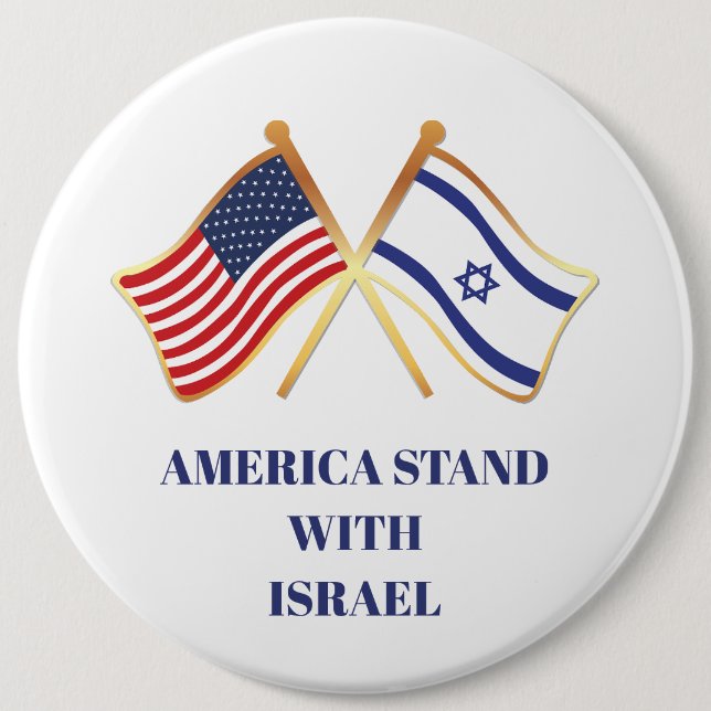 Amerika steht mit der israelischen Fahne Button (Vorderseite)