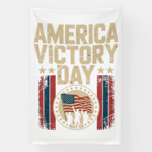 Amerika Tag des Sieges Emblem mit Soldaten Banner
