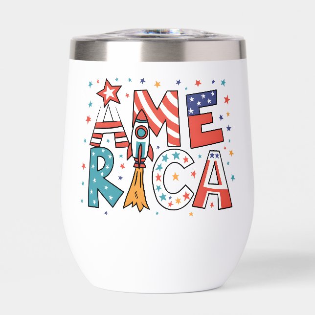 Amerika Text und Sterne Farbige Gestaltung (Vorderseite)