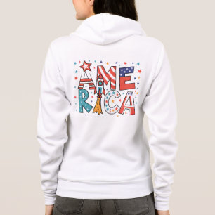 Amerika Text und Sterne Farbige Gestaltung Hoodie