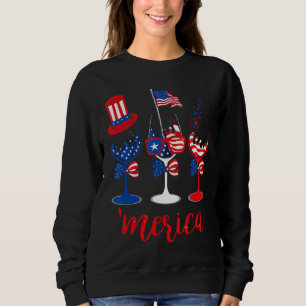 Amerika trinkt Weingläser 4. Juli Sweatshirt